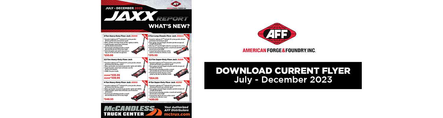 Download the latest Jaxx Report for special offers on American Forge and Foundry parts and products